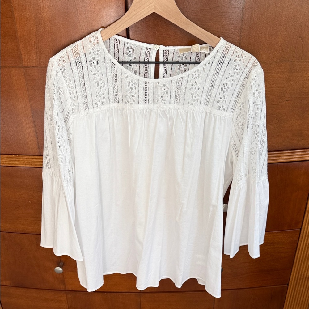 NWT Michael Kors White Lace Detail Women's Top